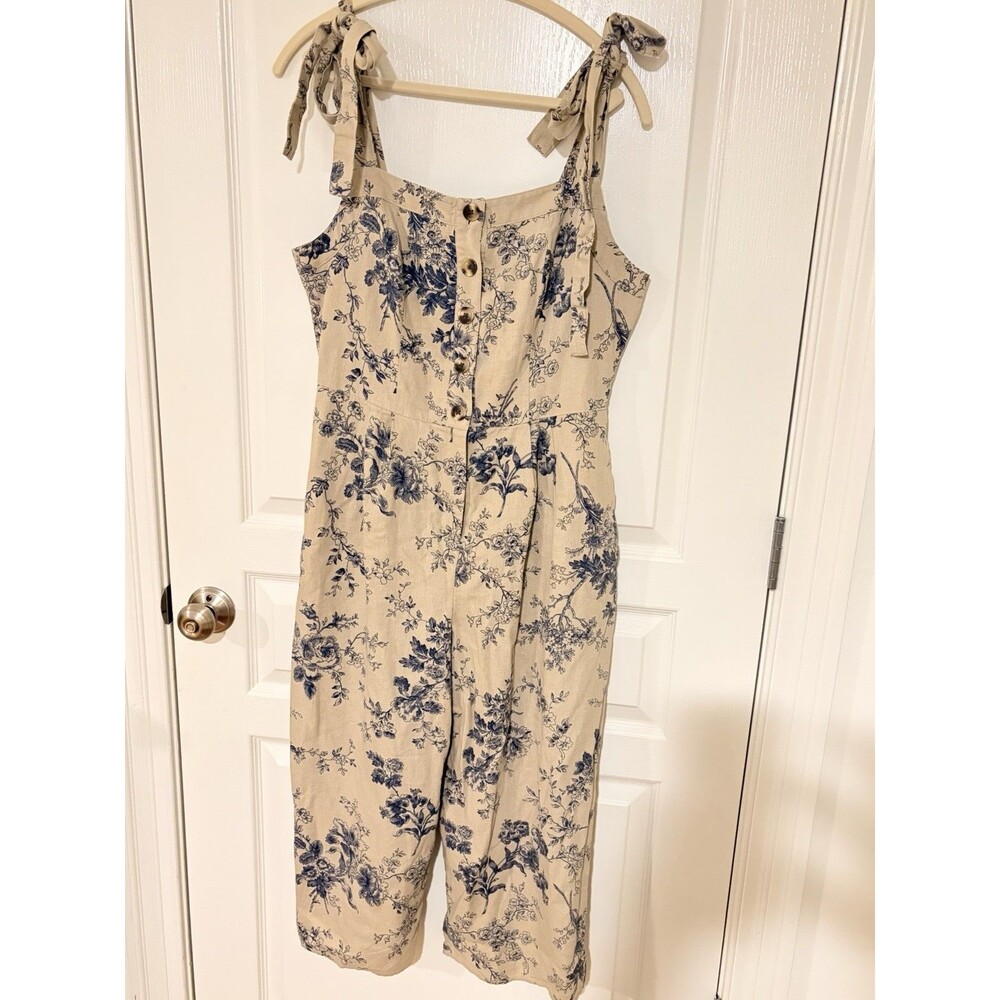 Gal Meets Glam Collection Magnolia Linen Blend Jumpsuit Romper Size 10